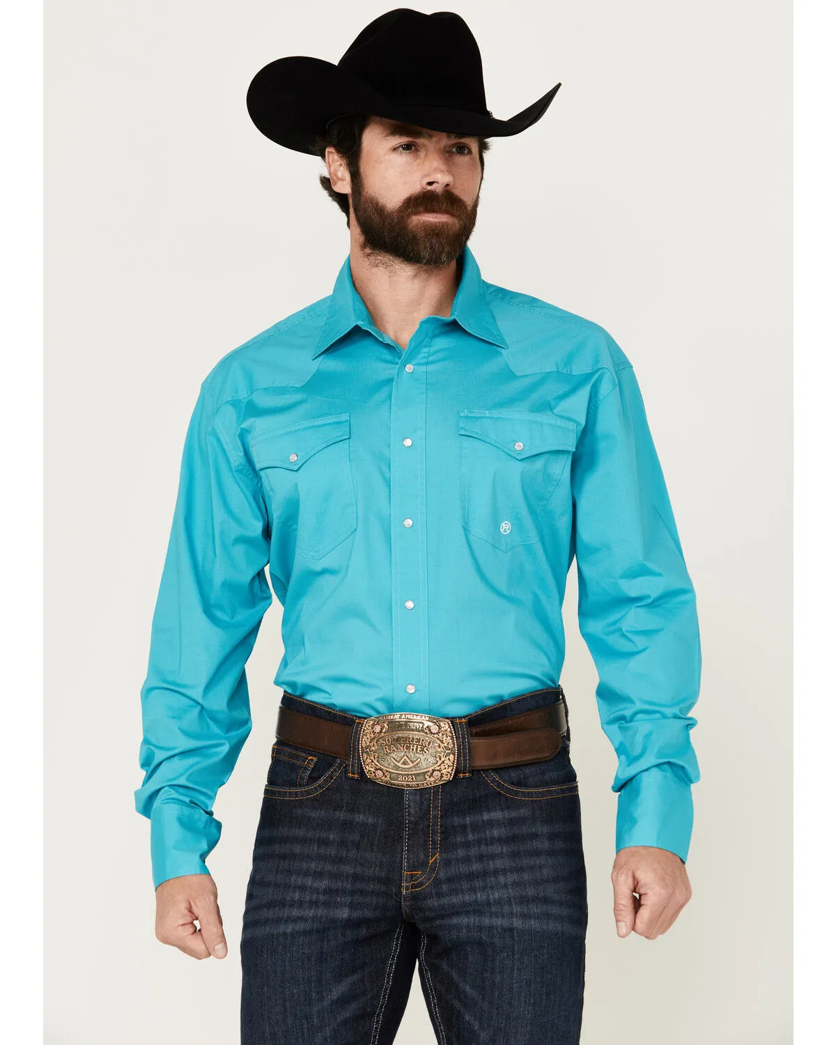 Product Name:  Roper Men's Amarillo Solid Long Sleeve Pearl Snap Stretch Western Shirt