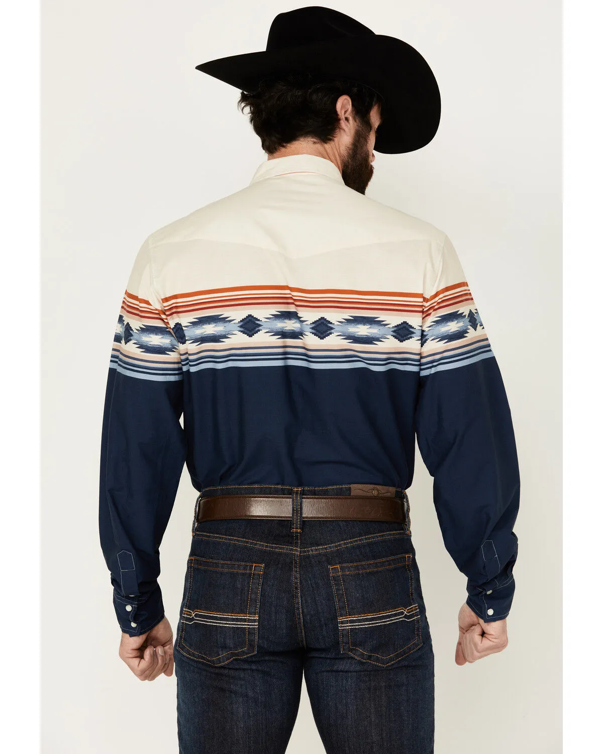 Product Name:  Roper Men's Vintage Southwestern Border Print Long Sleeve Pearl Snap Western Shirt