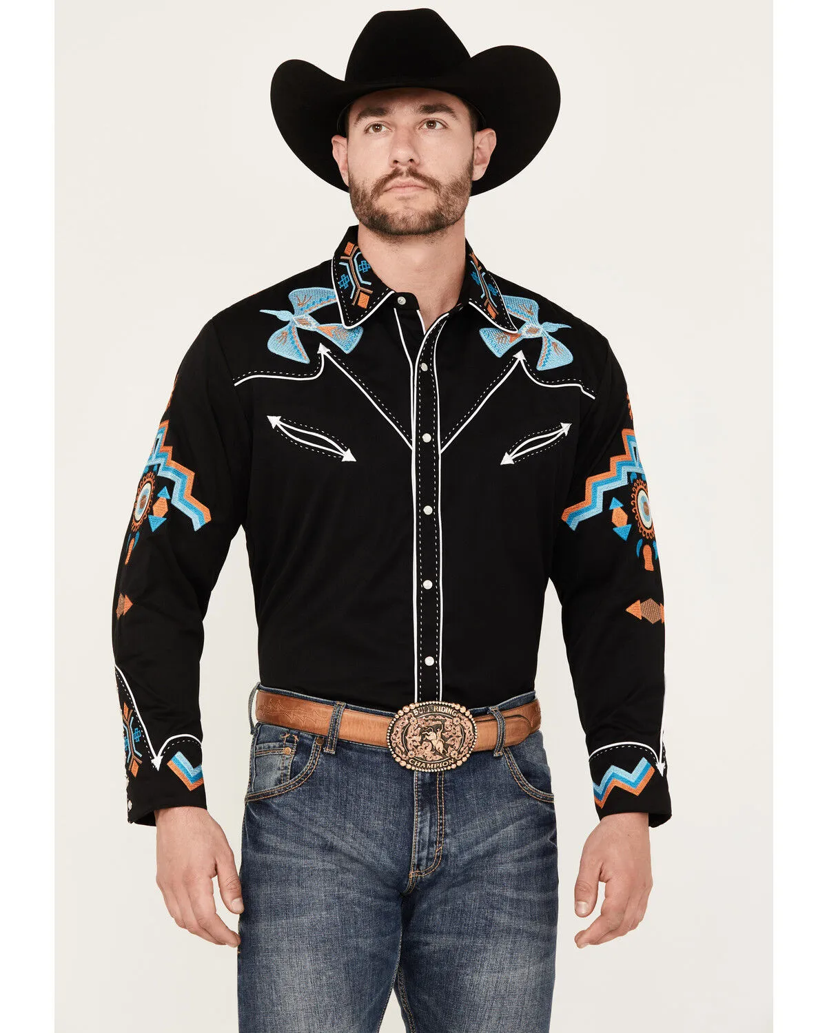 Product Name:  Scully Men's Phoenix Embroidered Retro Long Sleeve Western Shirt