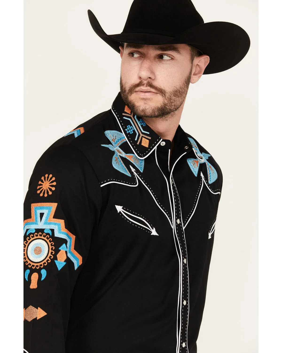 Product Name:  Scully Men's Phoenix Embroidered Retro Long Sleeve Western Shirt