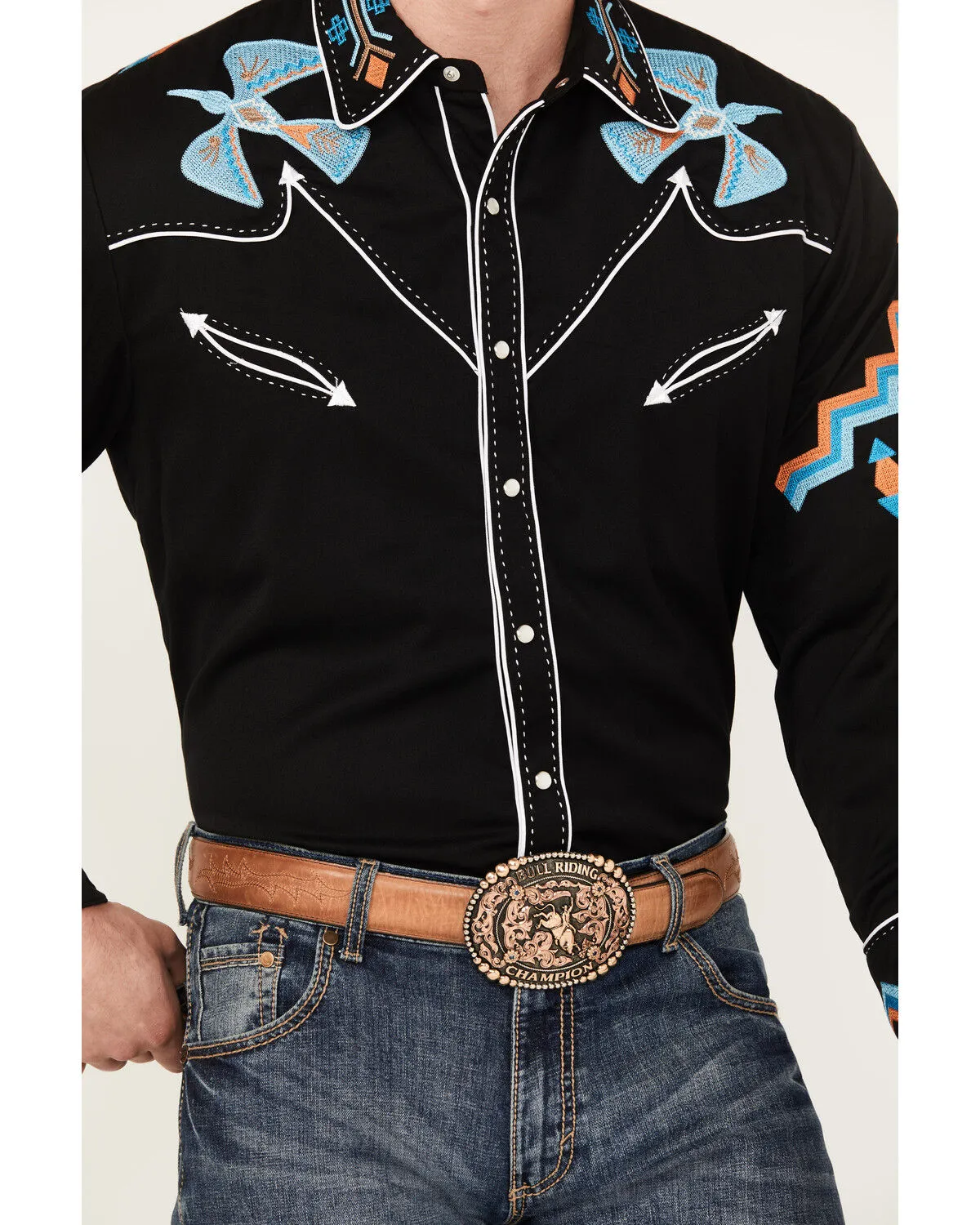 Product Name:  Scully Men's Phoenix Embroidered Retro Long Sleeve Western Shirt