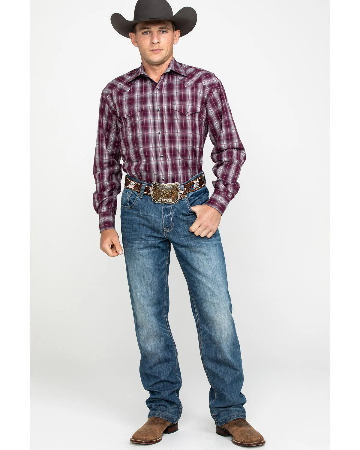 Product Name:  Stetson Men's Cedar Ombre Plaid Long Sleeve Western Shirt