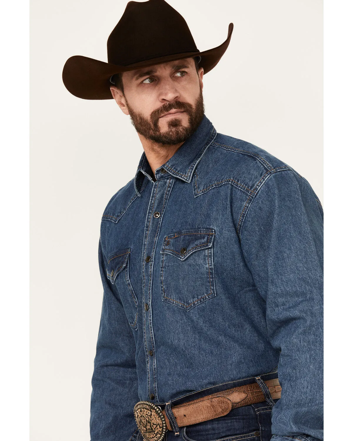 Product Name:  Stetson Men's Denim Long Sleeve Snap Western Shirt