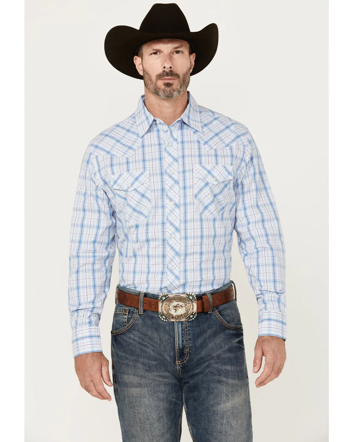 Product Name:  Wrangler 20X Men's Plaid Print Long Sleeve Snap Stretch Western Shirt - Tall