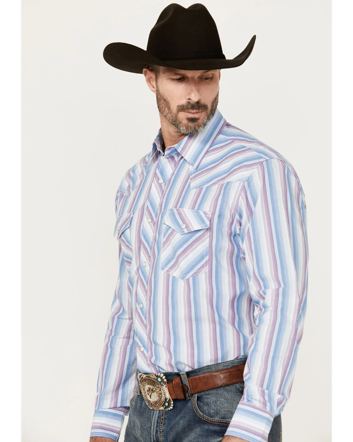 Product Name:  Wrangler 20X Men's Striped Print Long Sleeve Snap Stretch Western Shirt