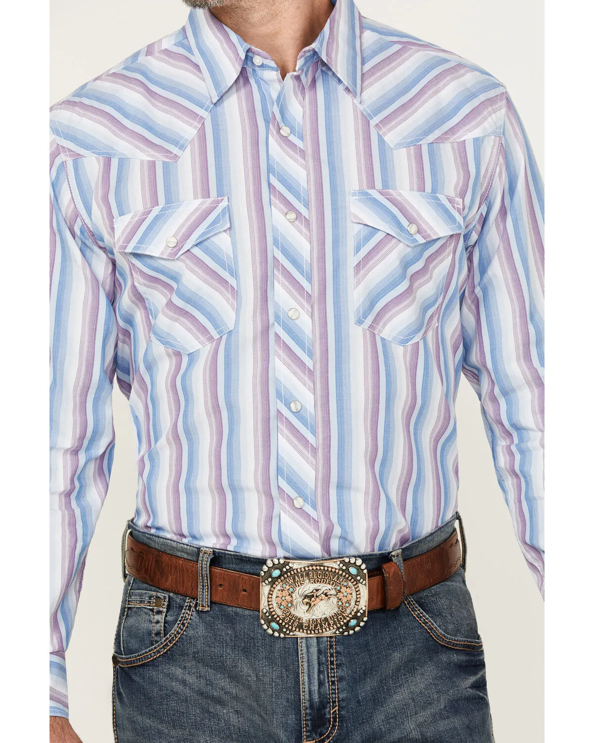 Product Name:  Wrangler 20X Men's Striped Print Long Sleeve Snap Stretch Western Shirt