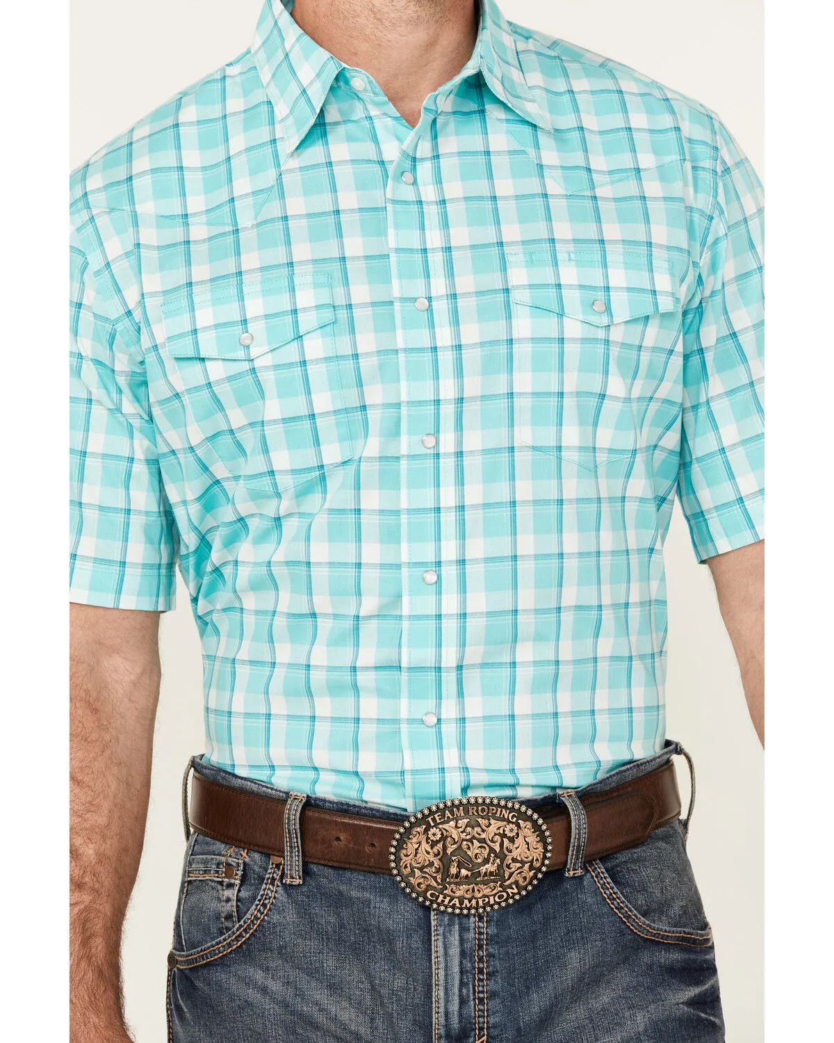 Product Name:  Wrangler Men's Plaid Print Short Sleeve Snap Stretch Western Shirt