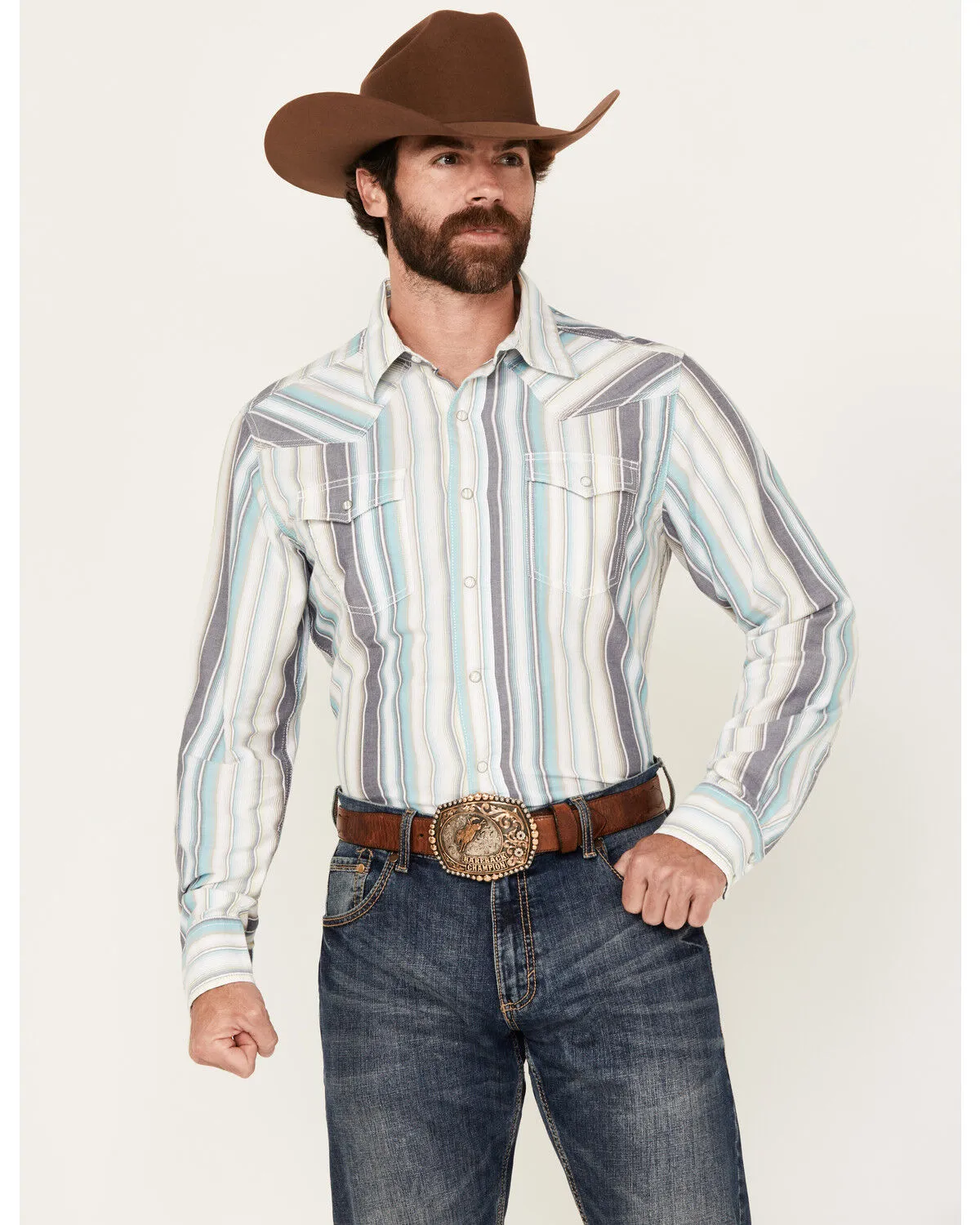 Product Name:  Wrangler Retro Men's Striped Long Sleeve Snap Western Shirt