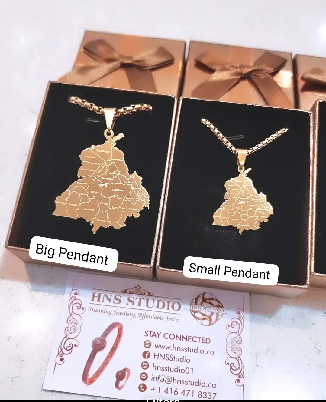 Punjab State Necklace with Cities-Big Pendant