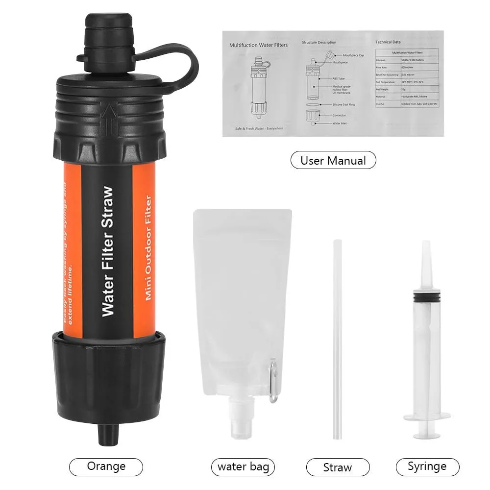 Purificateur d'eau / paille filtrante de survie d'urgence 55g G-outdoor - Water Filter straw