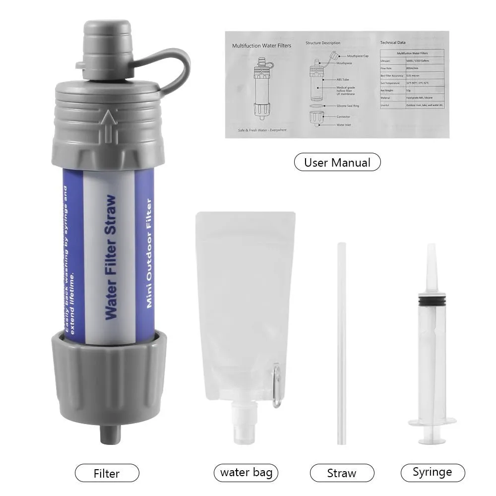 Purificateur d'eau / paille filtrante de survie d'urgence 55g G-outdoor - Water Filter straw