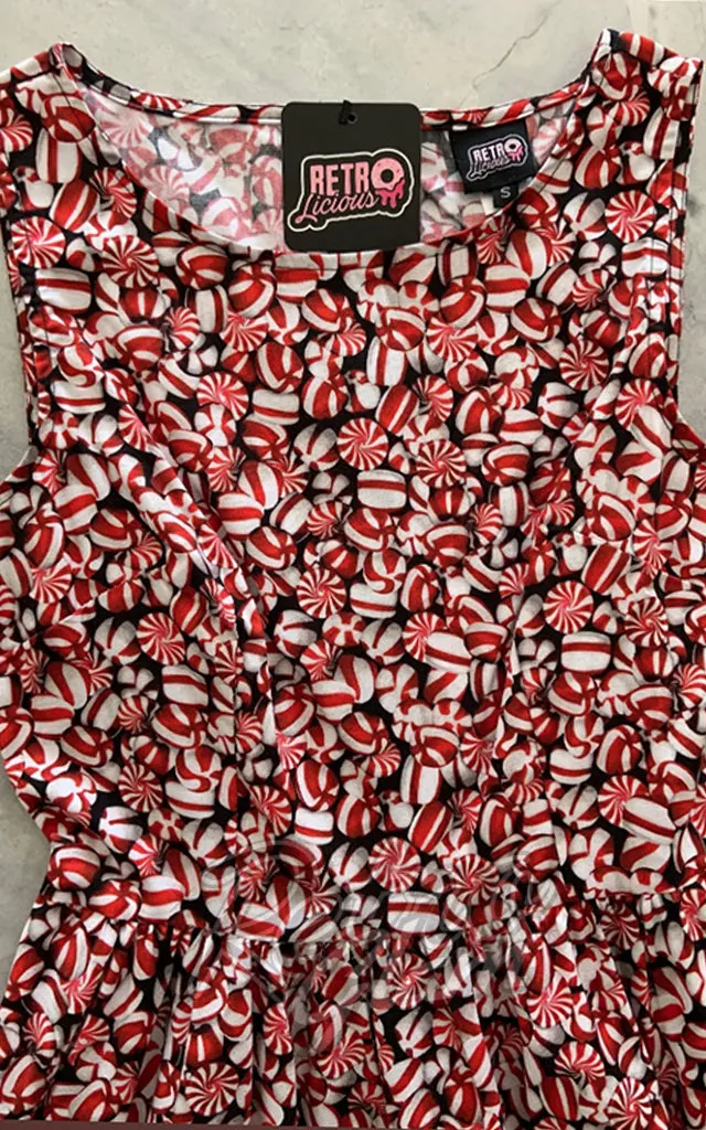 Retrolicious Vintage Dress in Peppermint Print - S left only