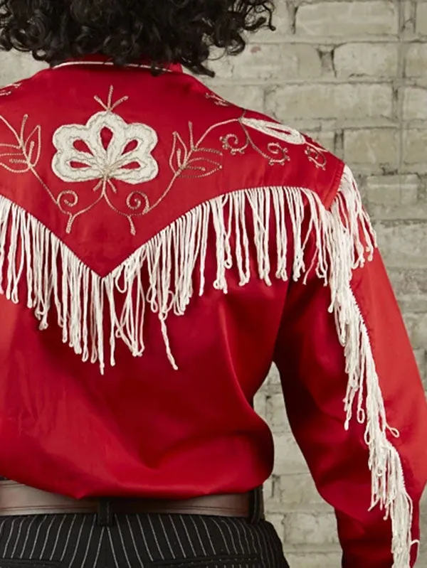 Rockmount 6723-RED Mens Vintage Fringe Embroidered Western Shirt Red