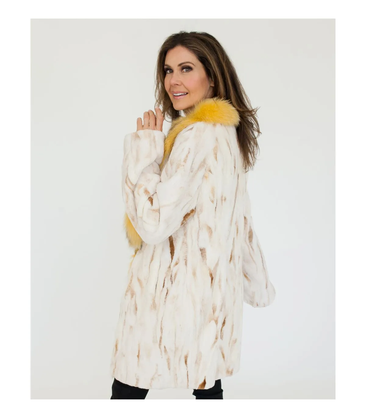 Sheared Mink Coat with Fox Fur Trim at FurSource.com