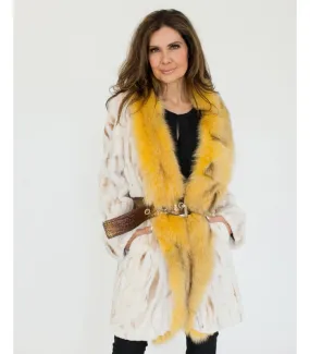 Sheared Mink Coat with Fox Fur Trim at FurSource.com