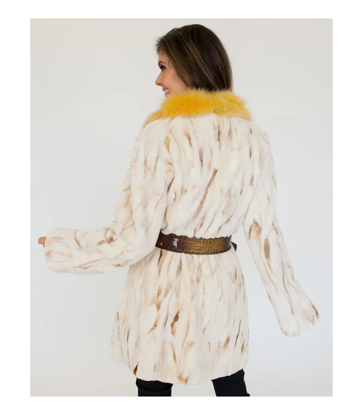 Sheared Mink Coat with Fox Fur Trim at FurSource.com