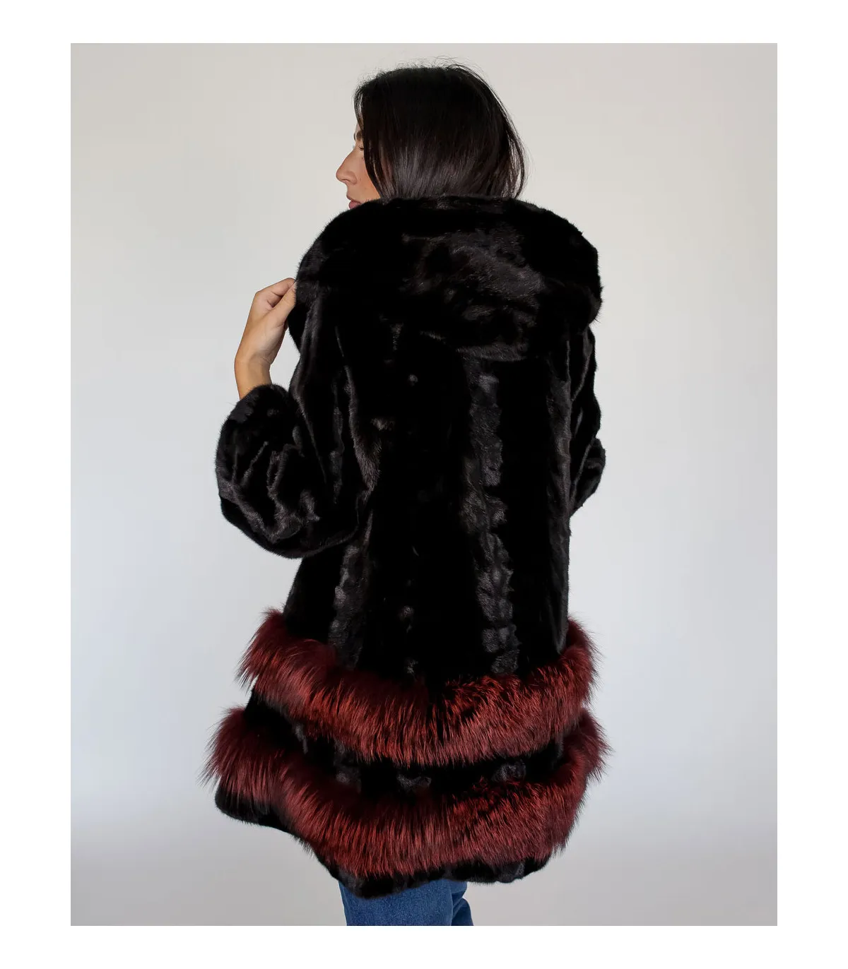 Shop Mink Coat with Scarlet Fox Fur Trim  - Limited Sample Sale only on FurHatWorld.com