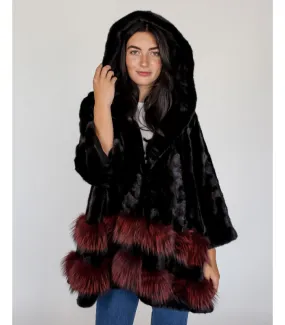 Shop Mink Coat with Scarlet Fox Fur Trim  - Limited Sample Sale only on FurHatWorld.com