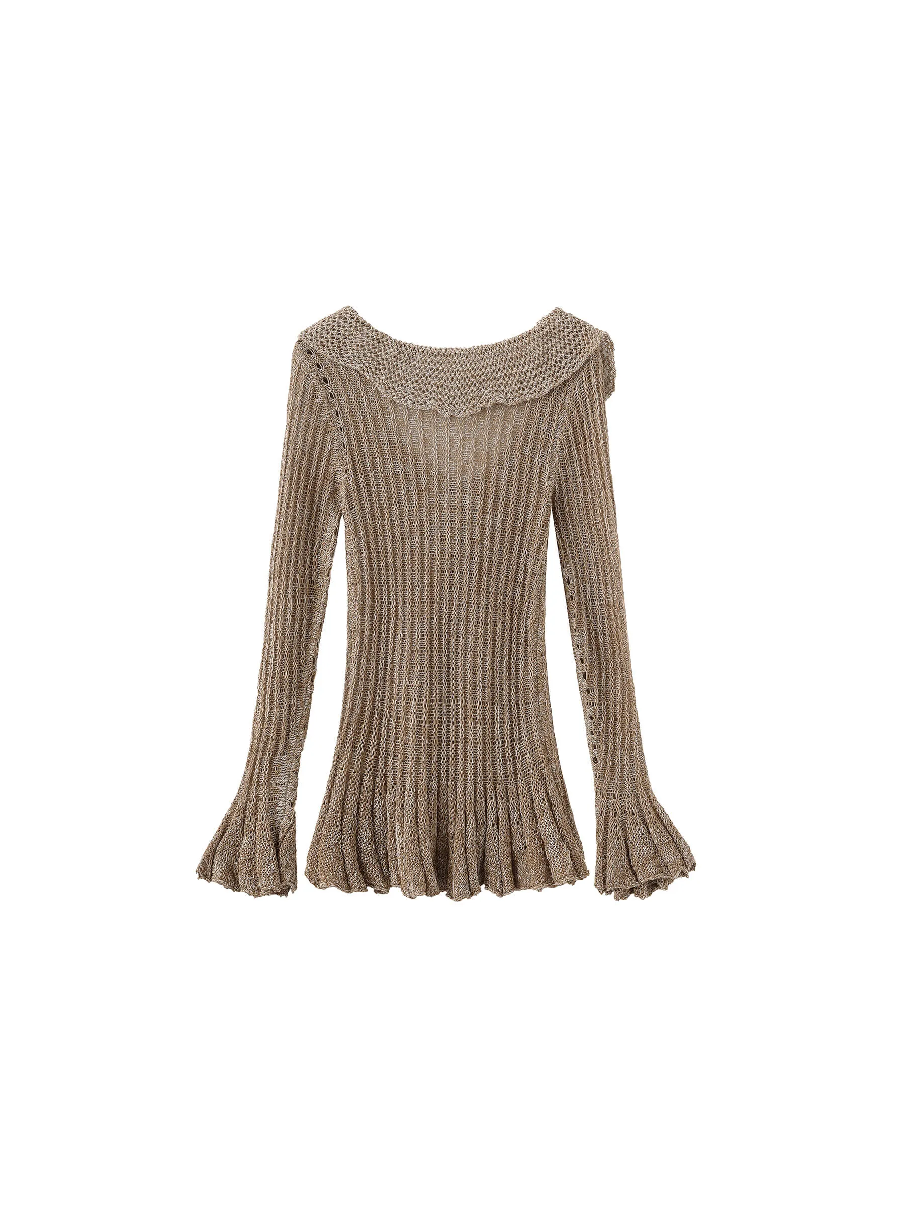 Special Yarn Hollowed Long Sleeves Knit Top