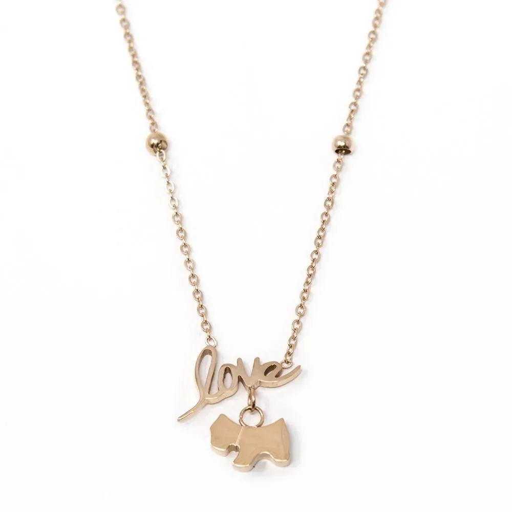 Stainless Steel Love Dog Necklace Rose Gold Plated