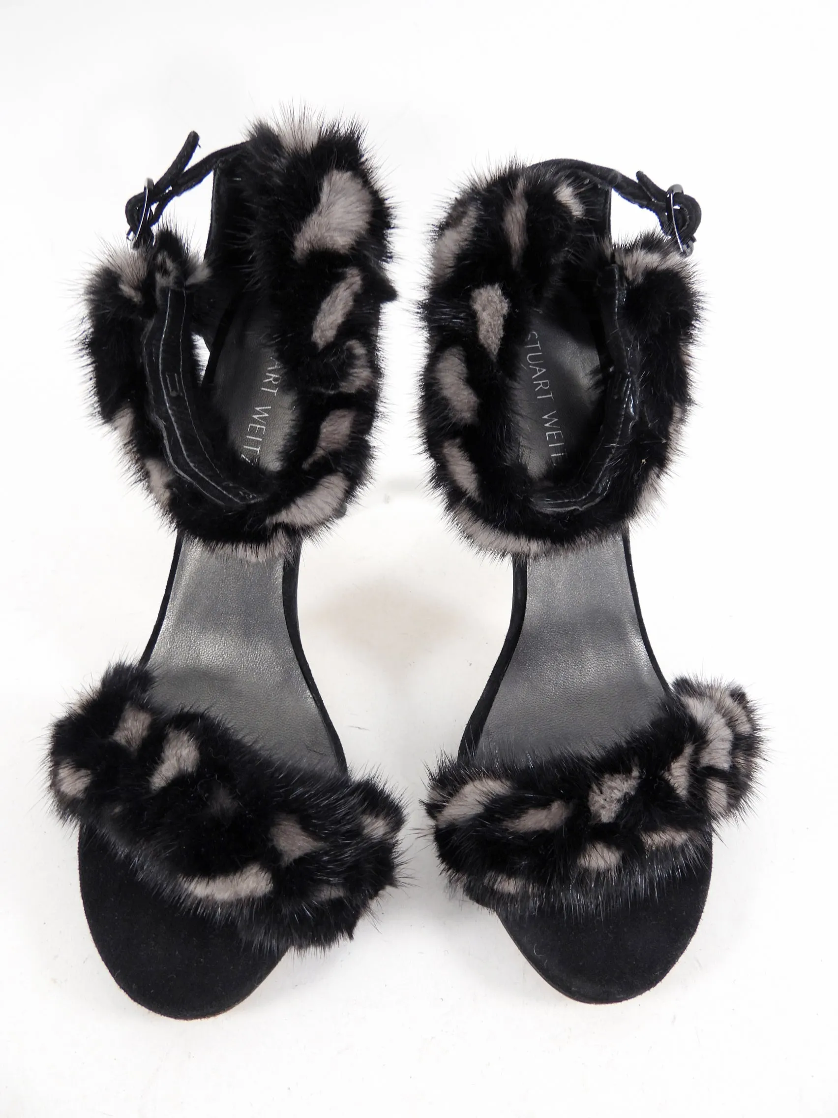 Stuart Weitzman Mink Fur and Suede 115mm High Heels - 9.5M