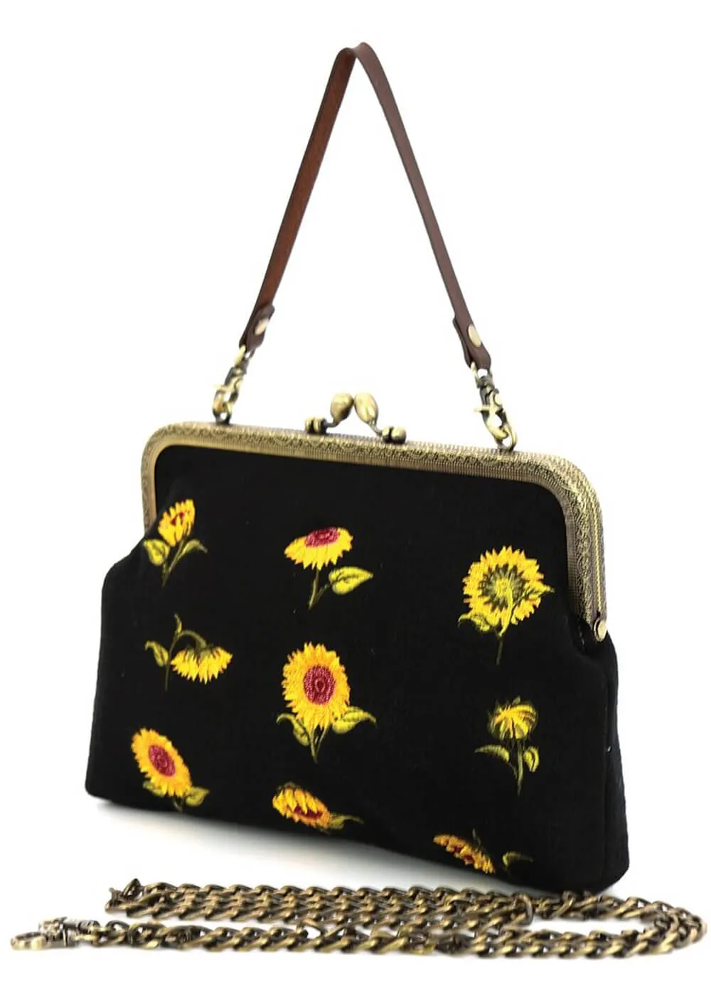 Succubus Bags Sunflower Kiss Lock Handbag Black