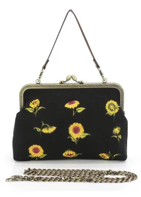 Succubus Bags Sunflower Kiss Lock Handbag Black