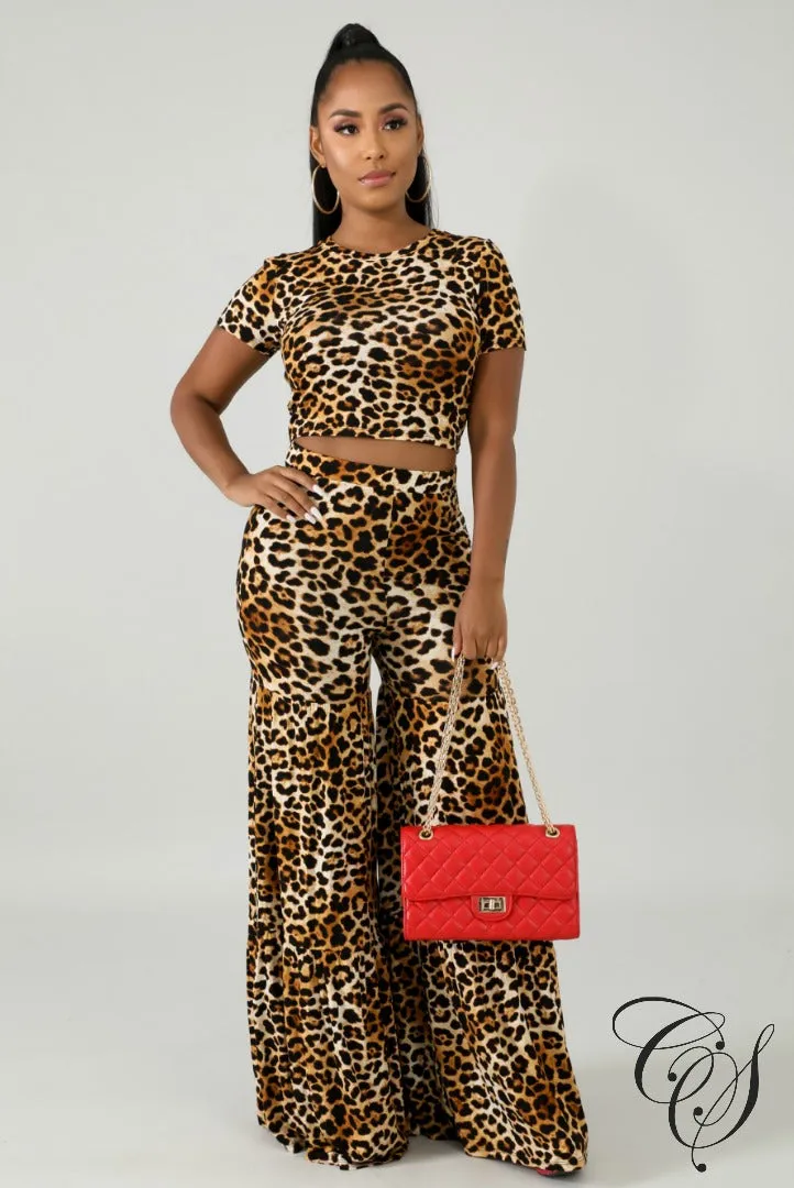 Tasha Cheetah Palazzo Pants Set