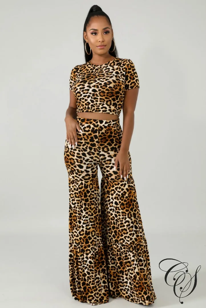 Tasha Cheetah Palazzo Pants Set