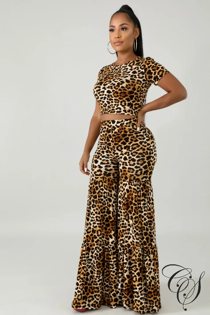 Tasha Cheetah Palazzo Pants Set