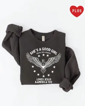 THE OC SHE'S A GOOD GIRL SWEATSHIRT | BLACK | PLUS SIZE