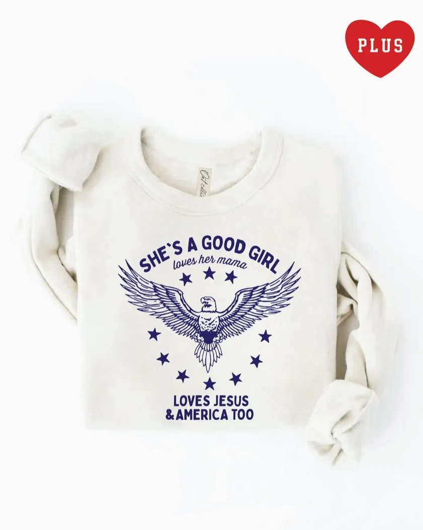 THE OC SHE'S A GOOD GIRL SWEATSHIRT | HEATHER DUST | PLUS SIZE