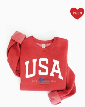 THE OC USA EST. 1776 SWEATSHIRT | CRANBERRY HEATHER | PLUS SIZE