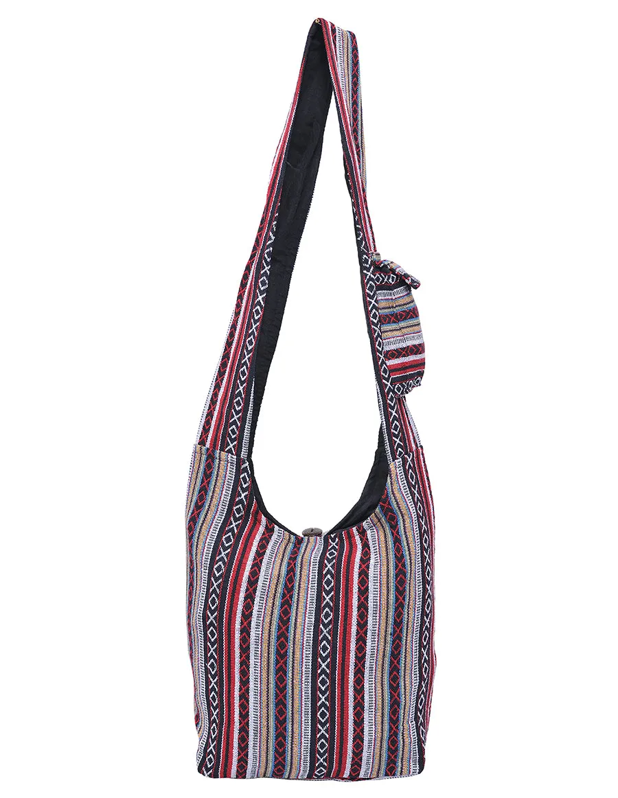 Tribal Heart Printed Cotton Hobo Bag