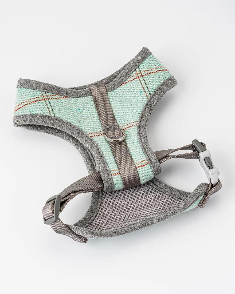 Tweed Dog Harness - Aqua Checkered