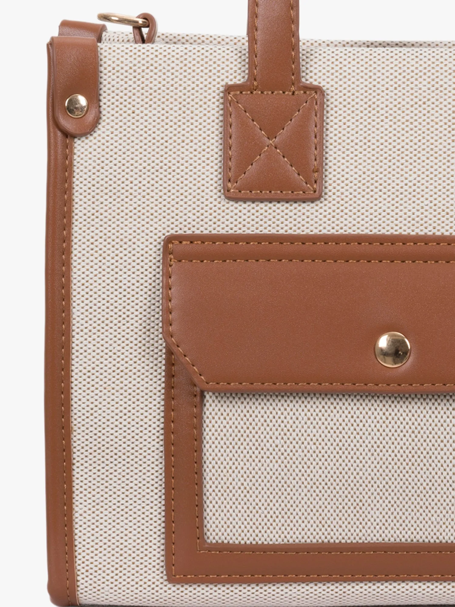 TWO TONE CANVAS SATCHEL BAG