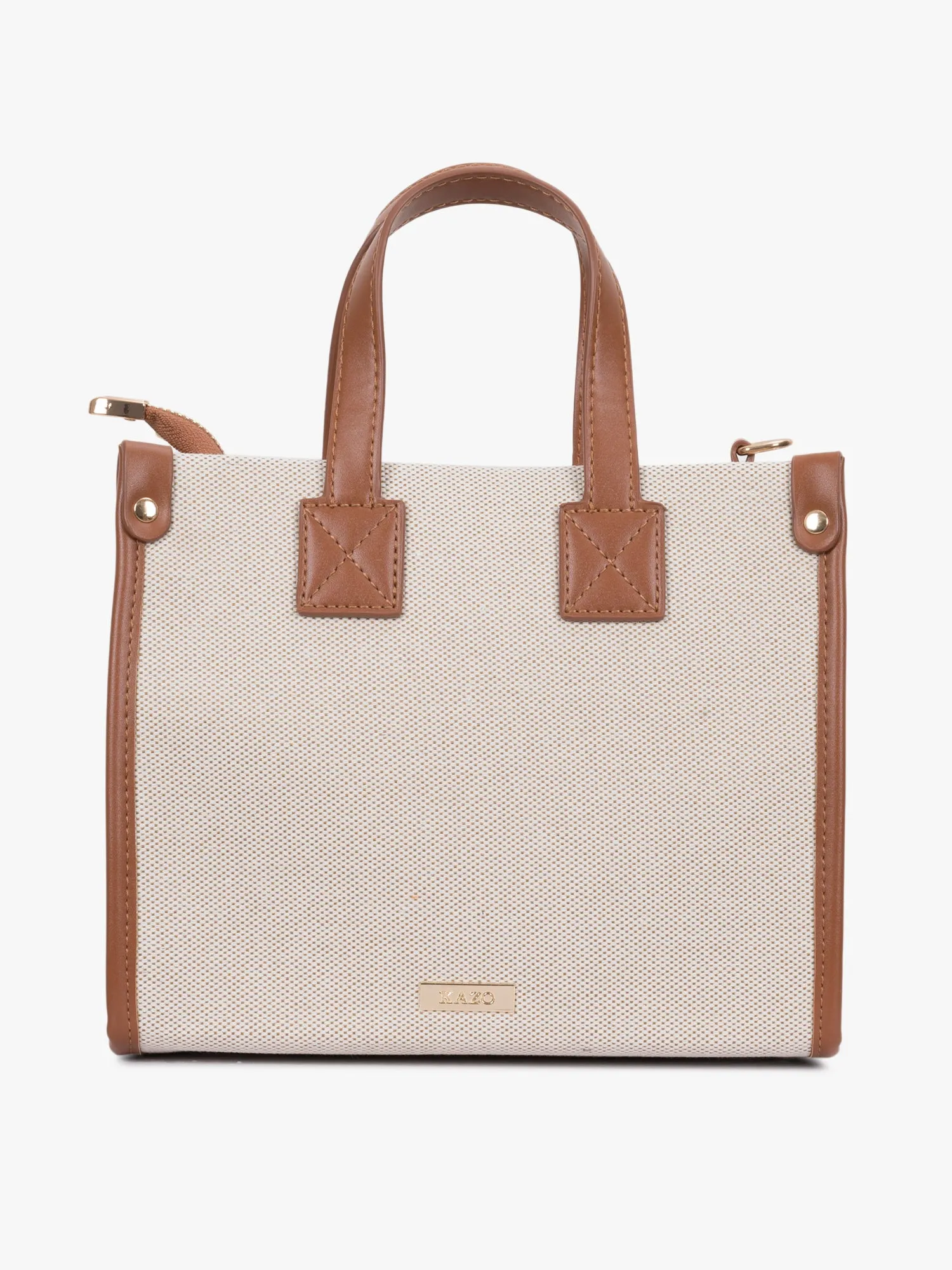 TWO TONE CANVAS SATCHEL BAG