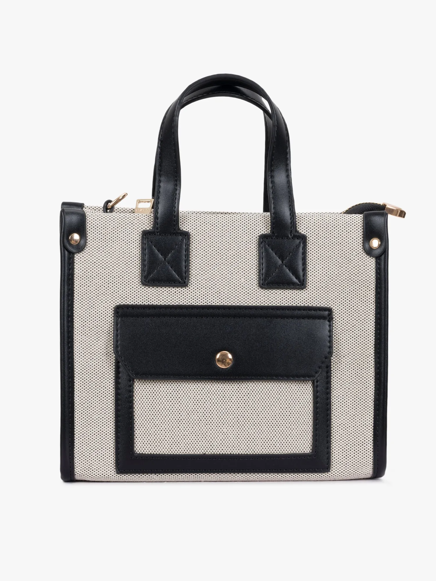 TWO TONE CANVAS SATCHEL BAG