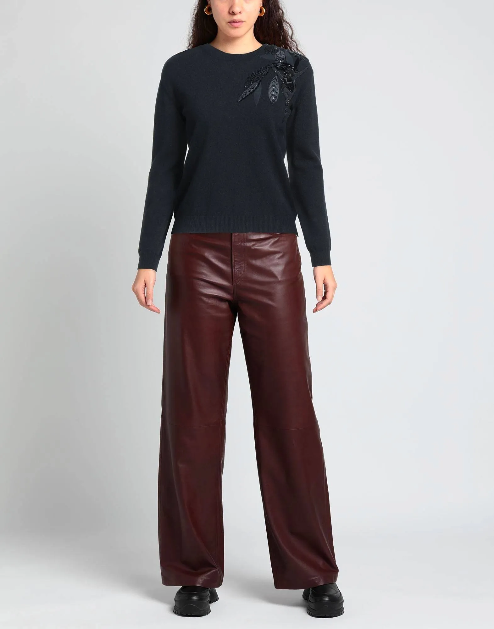 VALENTINO  |Crew Neck Casual Style Long Sleeves Plain With Jewels