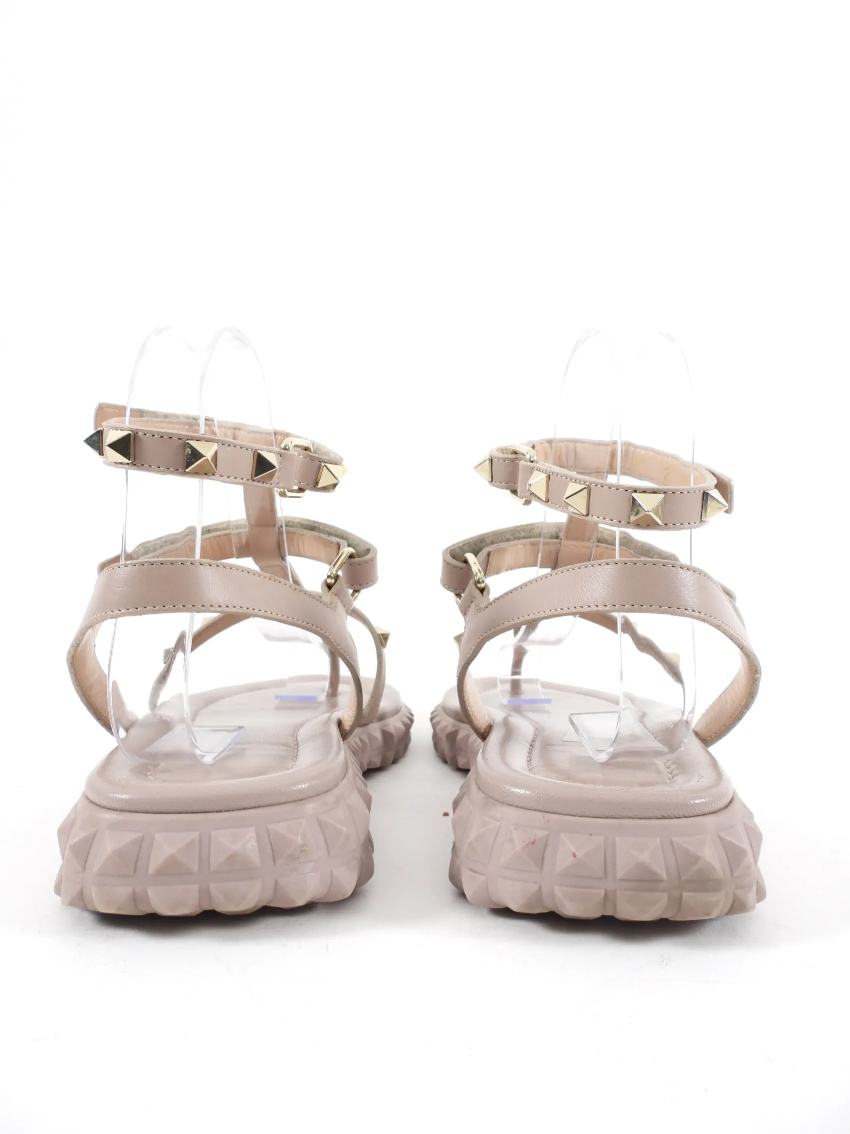 Valentino Nude Rock Stud Thong Sandals - 37