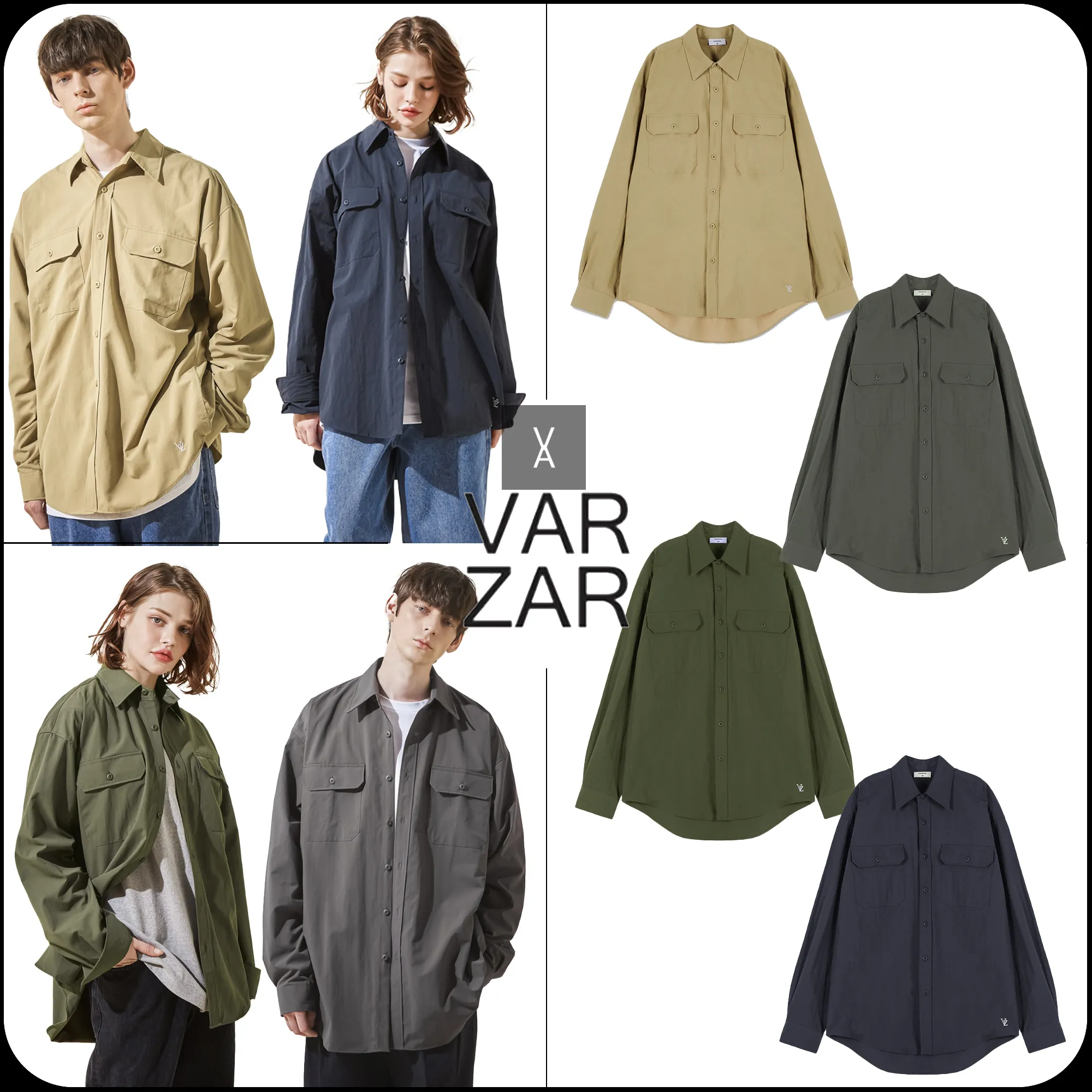 VARZAR  |Unisex Nylon Street Style Long Sleeves Plain Shirts