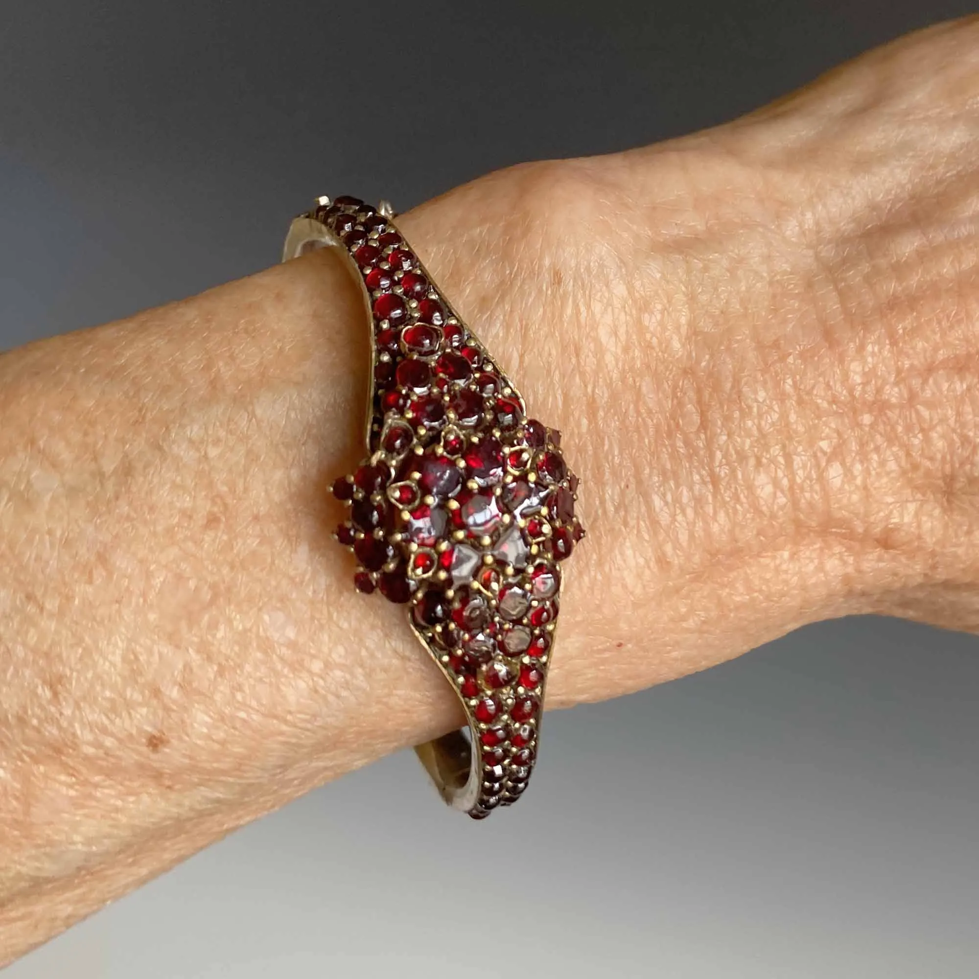 Victorian Bohemian Garnet Bangle Bracelet