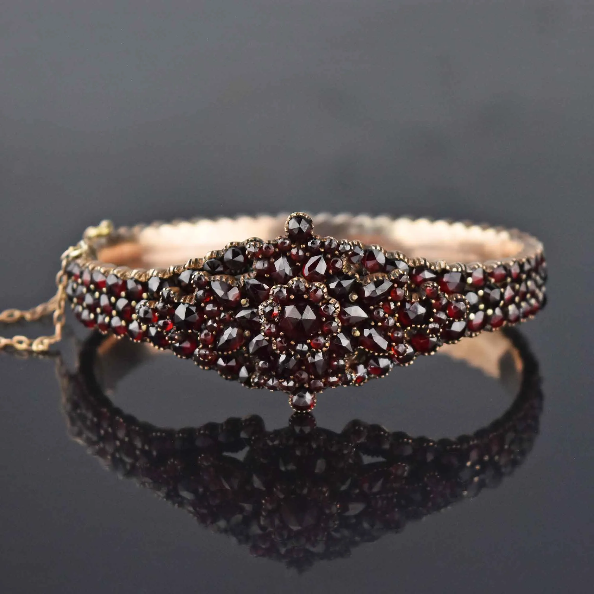 Victorian Starburst Bohemian Garnet Bangle Bracelet