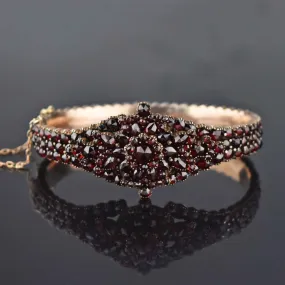 Victorian Starburst Bohemian Garnet Bangle Bracelet