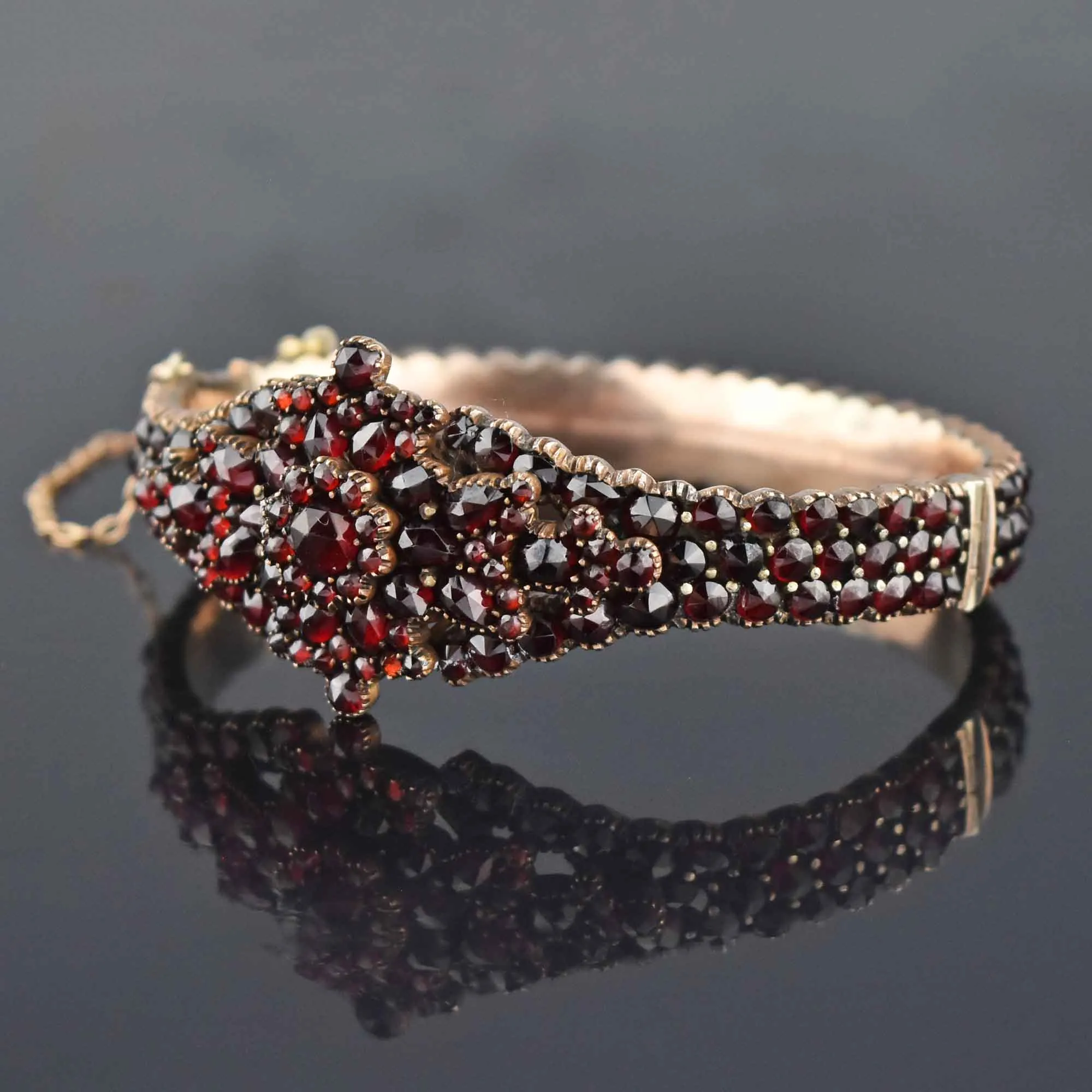 Victorian Starburst Bohemian Garnet Bangle Bracelet