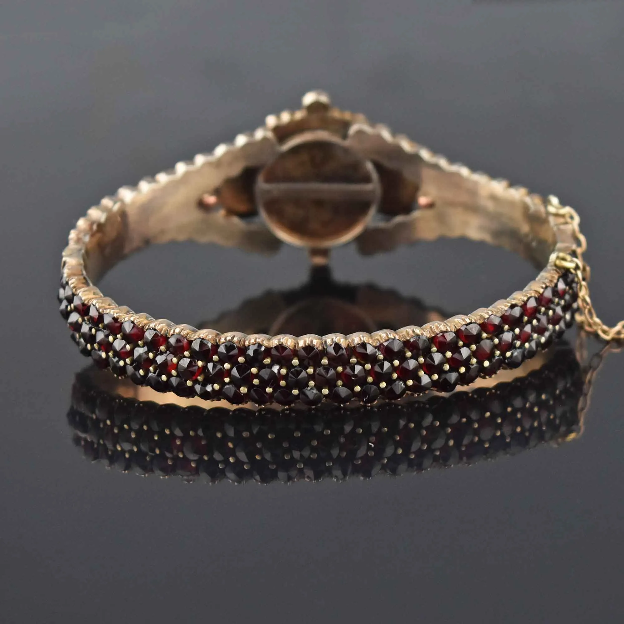 Victorian Starburst Bohemian Garnet Bangle Bracelet