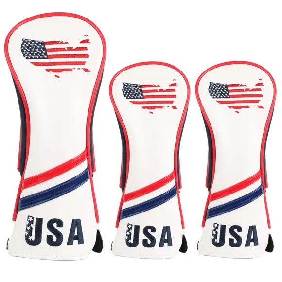 Volf Golf Red White Blue Leather USA Headcovers