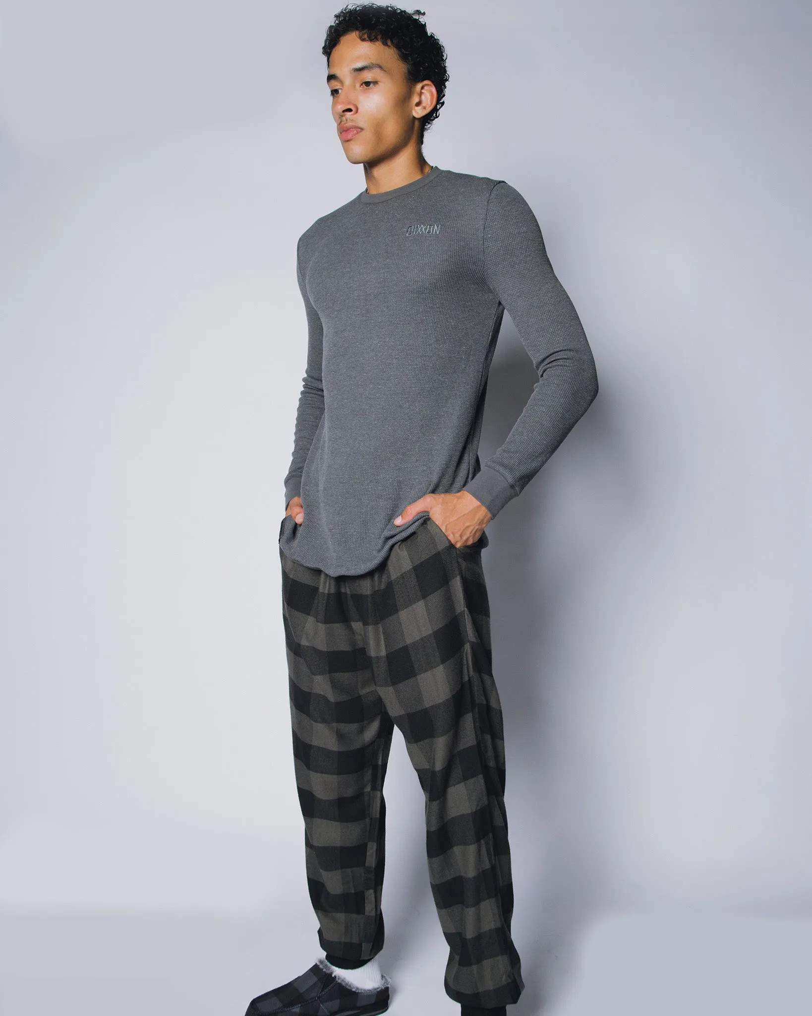 Waffle Knit Long Sleeve - Dark Grey