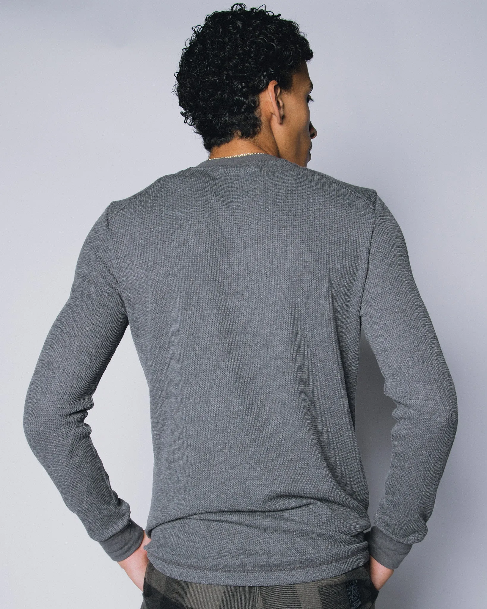 Waffle Knit Long Sleeve - Dark Grey