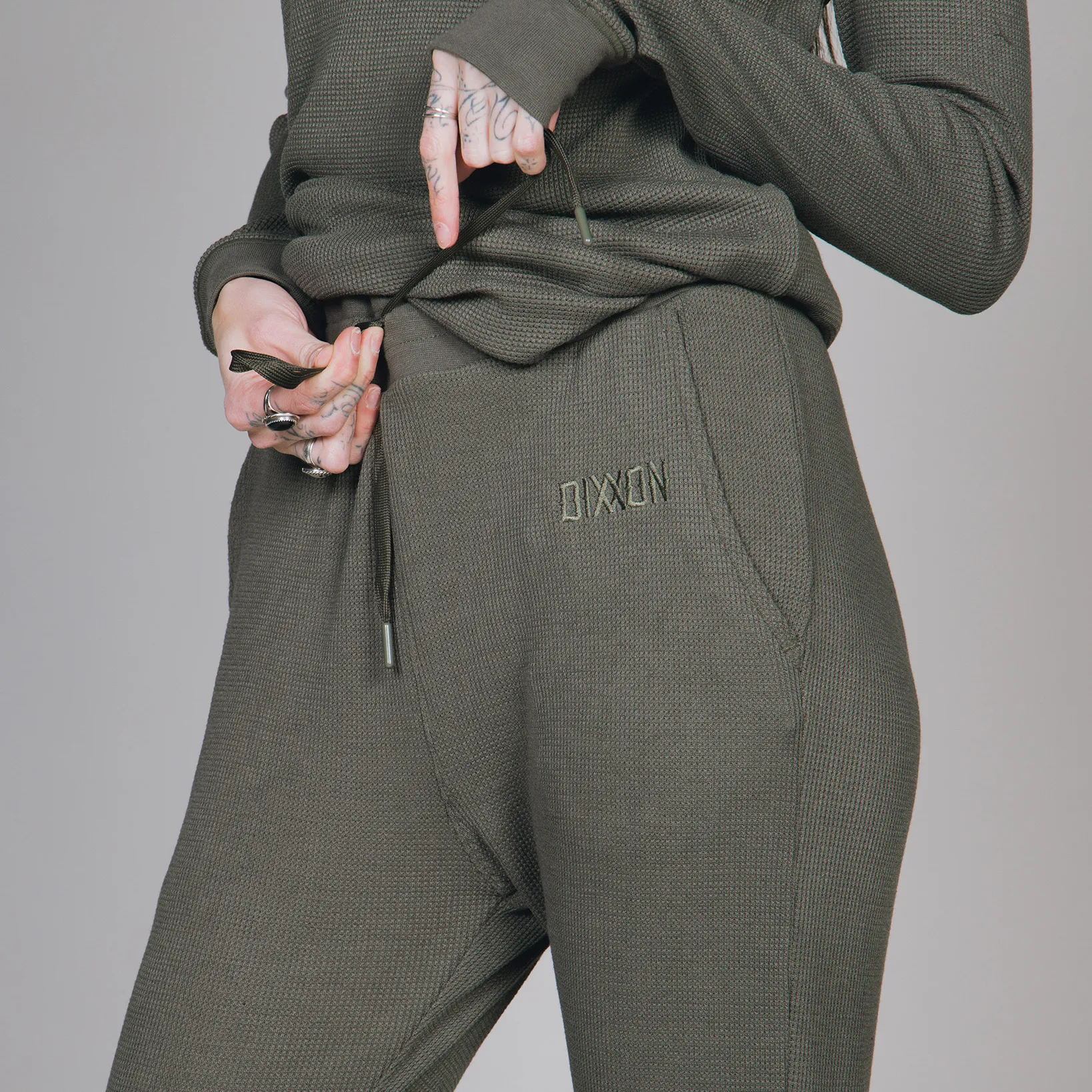 Women's Waffle Knit Joggers - O.D. Green